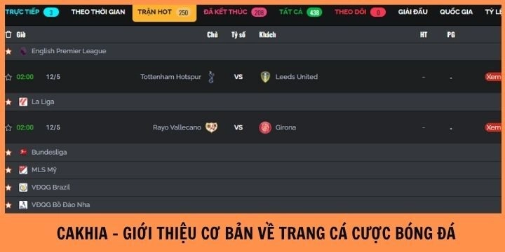 Vài nét giới thiệu về trang kèo cược bóng đá Cakhia