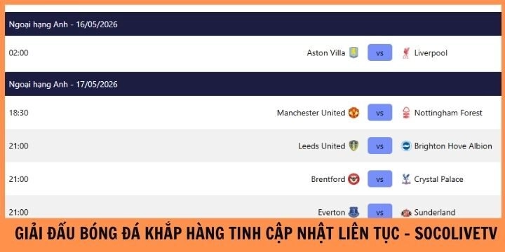 Socolivetv phát sóng mọi giải đấu hoàn toàn miễn phí